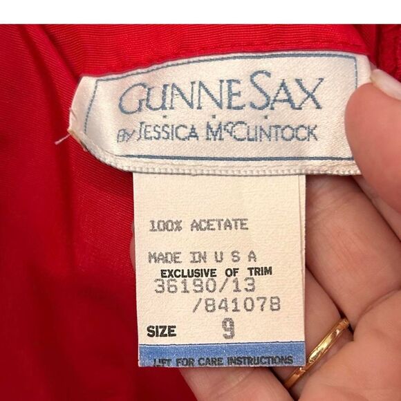 Vintage Gunne Sax by Jessica McClintock Red Semi-Formal size 9 DEADSTOCK RARE - Picture 4 of 8